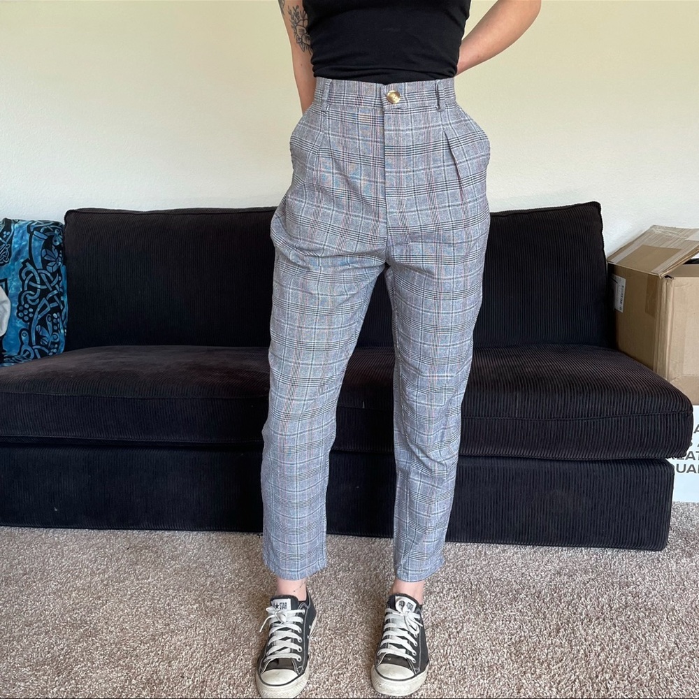 Gray plaid pants